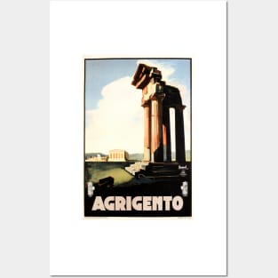 AGRIGENTO Valley of Temples Ruins Sicily Vintage Italy Travel Posters and Art
